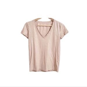 J. Crew Vintage Cotton Glimmer Shimmer Beige Tan V-neck Tee Size XS